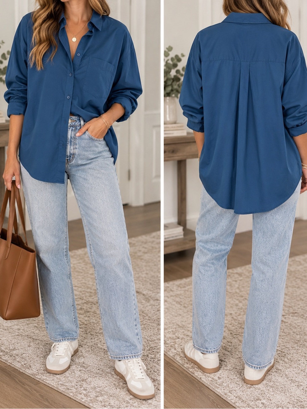 Abercrombie & Fitch Oversized Button-Up Shirt – Blue – Size Large – NWOT